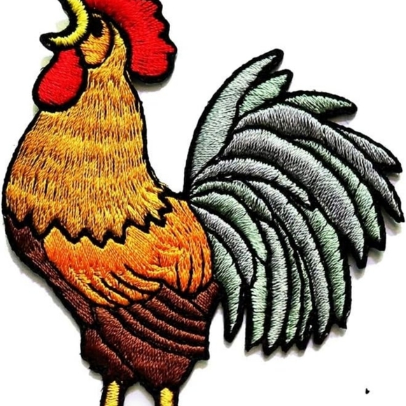 Embroidered rooster patch - Picture 2 of 2